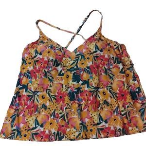 Anne Cole Takinni Top Bathing Suit Swimsuit Top XXL Tropical Padded Colorful